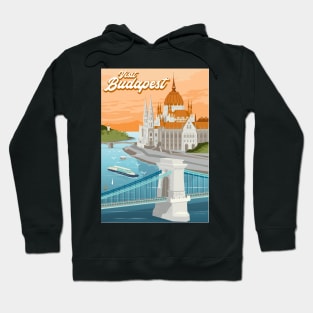 Travel Poster Budapest Hungary Danube Hoodie